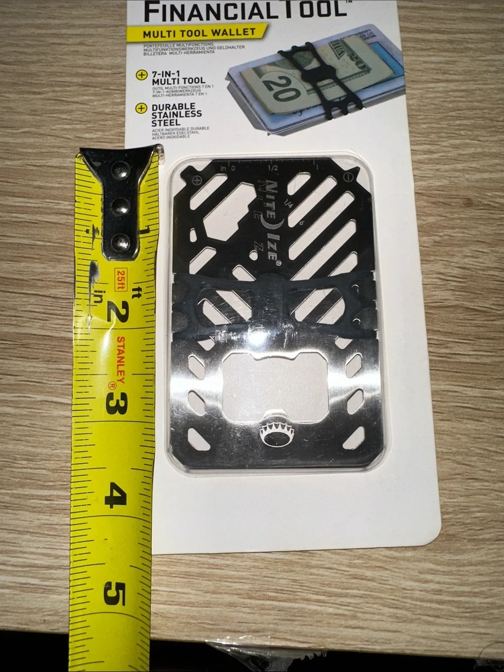 Nite Ize FinancialTool 7-in-1 Stainless Steel Multi-Tool Wallet NWT
